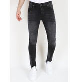 Mario Morato  Schwarze Slim Fit Stretch Jeans Herren mit Löchern - MM113