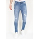 Herren Slim-fit Jeans Stonewash mit Löchern -MM114- Blau