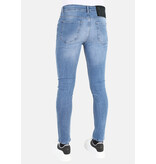 Mario Morato Herren Slim-fit Jeans Stonewash mit Löchern -MM114- Blau