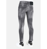 Mario Morato Herren Ripped Jeans mit Farbspritzern Stretch -MM112- Grau