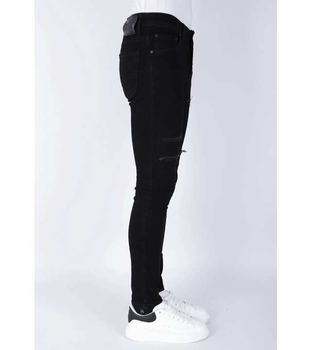 Mario Morato Schwarze zerrissene Herrenjeans - Slim Fit -DP103