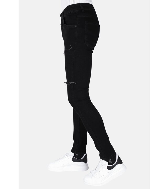 Mario Morato Schwarze zerrissene Herrenjeans - Slim Fit -DP103