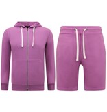 Enos Kapuzenpulli Männer mit Reißverschluss - Neat Jogging Shorts Männer - SET - Lila Enos Kapuzenpulli Männer mit Reißverschluss - Neat Jogging Shorts Männer - SET - Lila