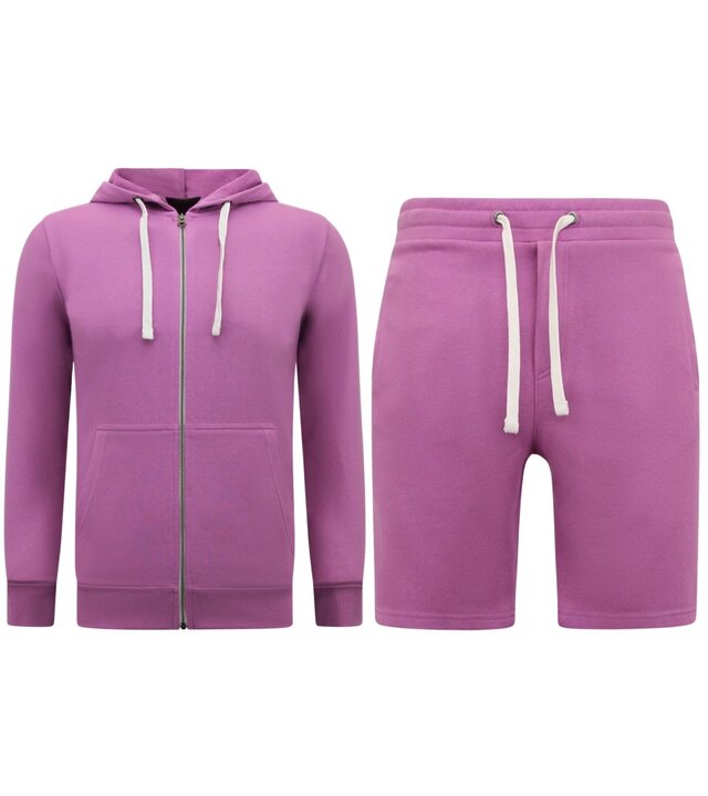 Enos Kapuzenpulli Männer mit Reißverschluss - Neat Jogging Shorts Männer - SET - Lila