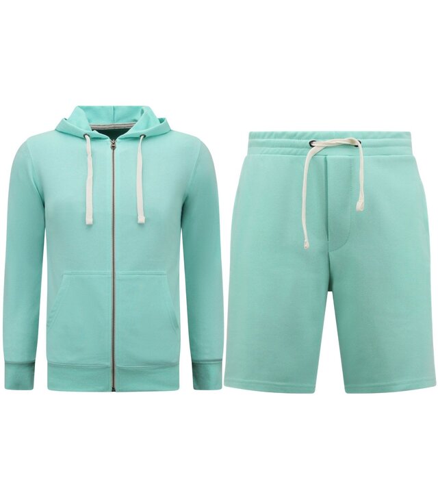 Enos Kapuzenpulli Männer mit Reißverschluss - Jogging Short Männer - SET - Mintgrün