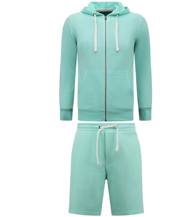 Enos Kapuzenpulli Männer mit Reißverschluss - Jogging Short Männer - SET - Mintgrün
