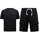 Geripptes Oversized-T-Shirt - Herren-Jogging-Shorts - SET - Schwarz