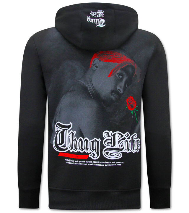 Top Star 2Pac Herren-Hoodie - Thug Life - Schwarz