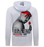 Top Star Tupac Herren-Kapuzenpulli - Thug Life - Weiß