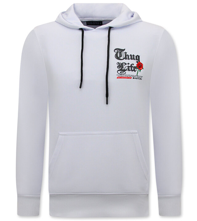Top Star Tupac Herren-Kapuzenpulli - Thug Life - Weiß