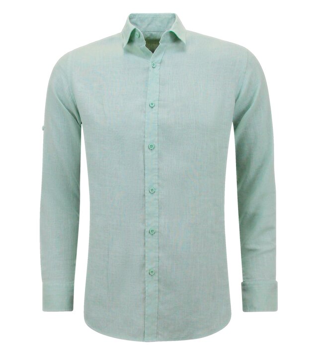Enos Leinenhemd für Herren - Regular Fit - Casual Blanco - Grün