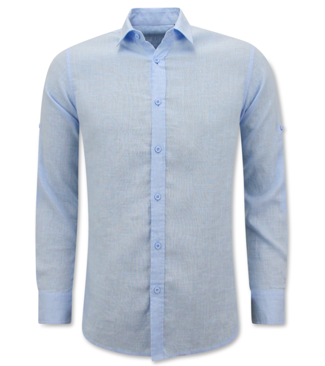 Enos Leinenhemd für Herren - Regular Fit - Casual Blanco - Blau
