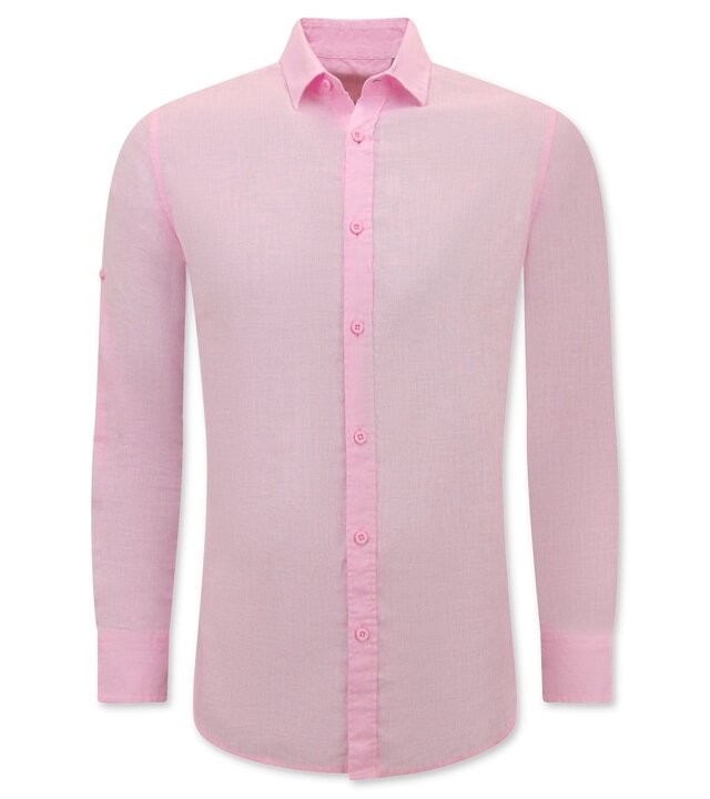 Enos Leinenhemd für Herren - Regular Fit - Casual Blanco - Pink