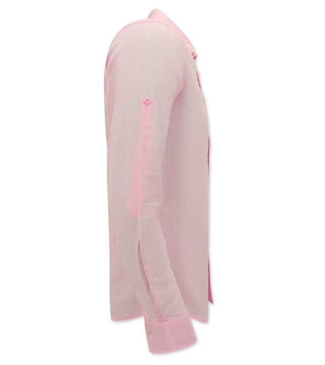 Enos Leinenhemd für Herren - Regular Fit - Casual Blanco - Pink
