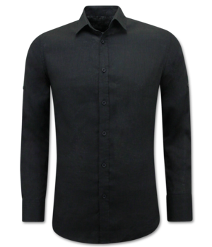 Enos Leinenhemd für Männer - Regular Fit - Blanco - Schwarz