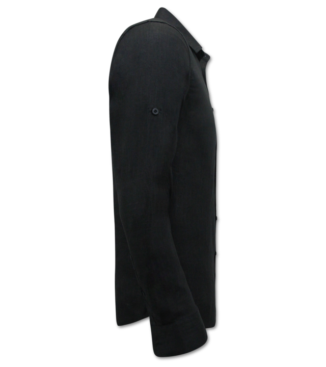 Enos Leinenhemd für Männer - Regular Fit - Blanco - Schwarz