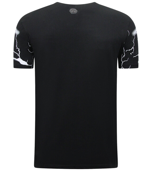 Enos Totenkopf - Strass-T-Shirt - 7983 - Schwarz