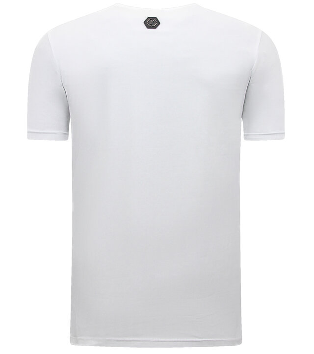 Enos Totenkopf - Strass-T-Shirt - 7968 - Weiß