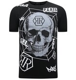Enos Totenkopf - Strass-T-Shirt - 7968 - Schwarz