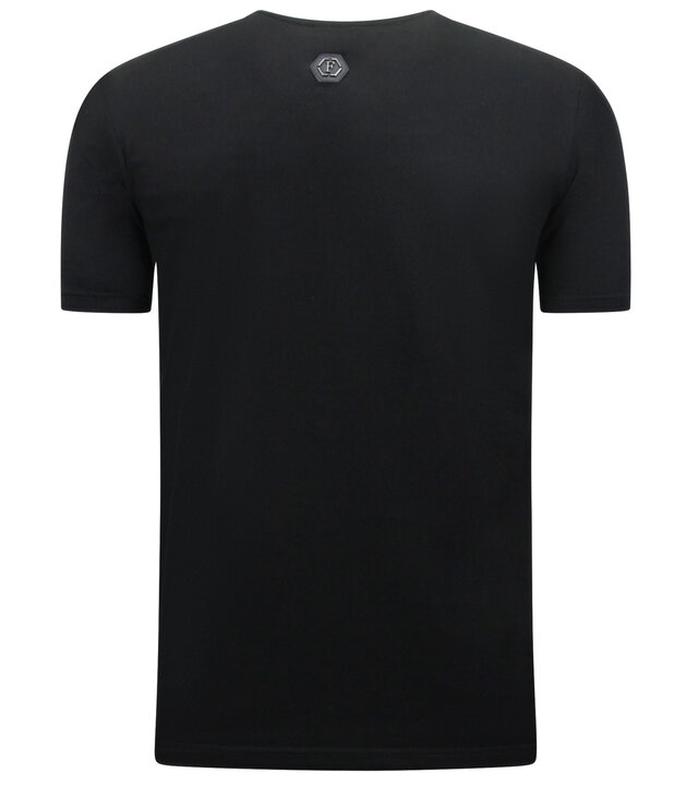 Enos Totenkopf - Strass-T-Shirt - 7968 - Schwarz