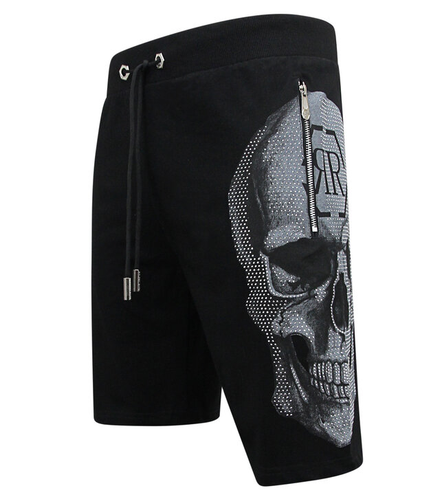 Enos Skull - Strass-Shorts - 7973 - Schwarz