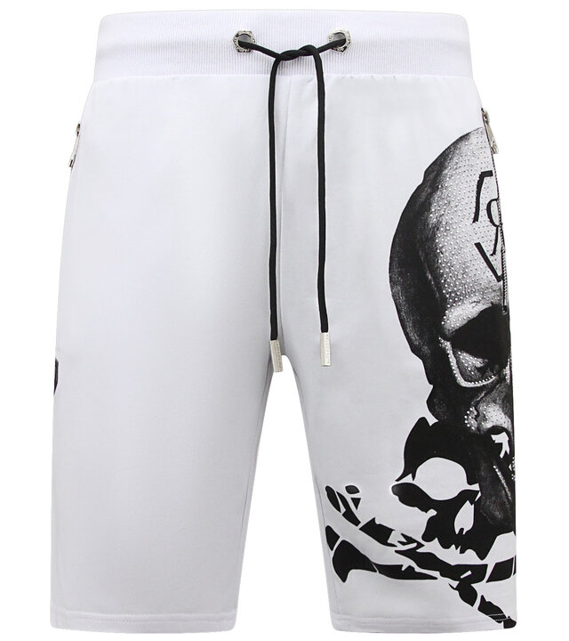 Enos Skull - Strass-Shorts - 7976 - Weiß