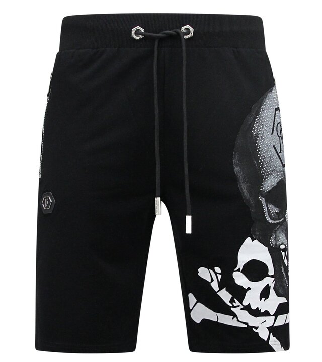 Enos Skull - Strass-Shorts - 7976 - Schwarz