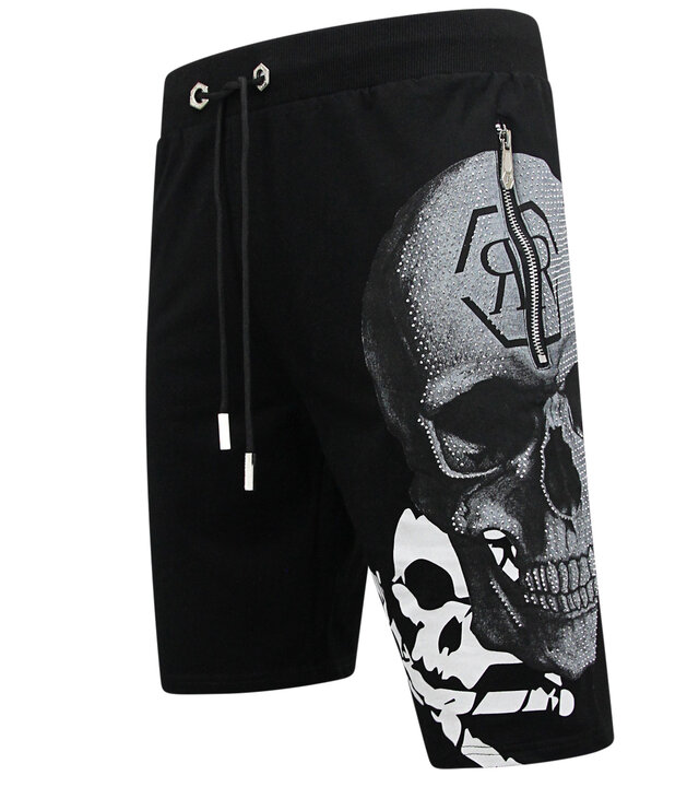 Enos Skull - Strass-Shorts - 7976 - Schwarz