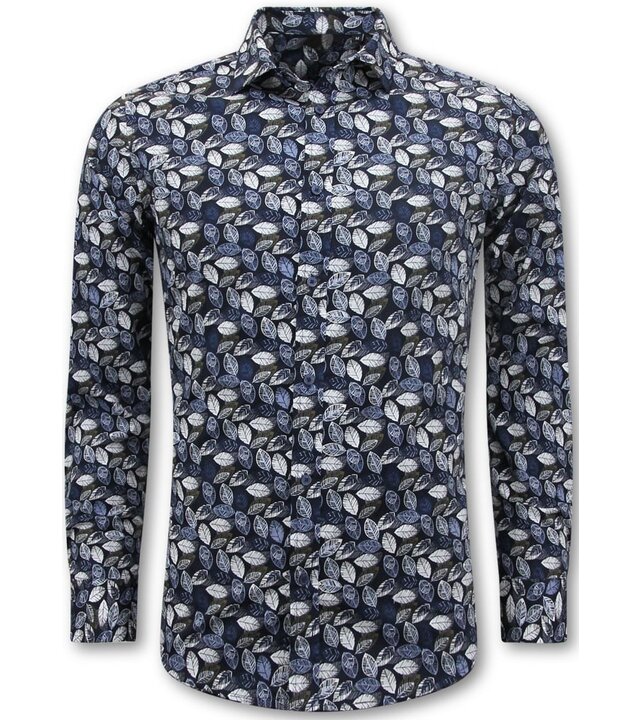 LF Herrenbluse mit langen Ärmeln – Freizeithemd Herren – Blau