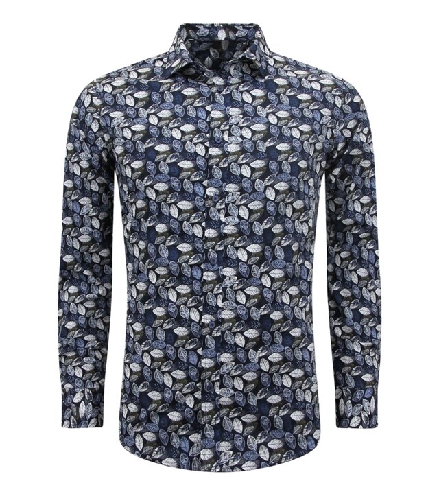 LF Herrenbluse mit langen Ärmeln – Freizeithemd Herren – Blau