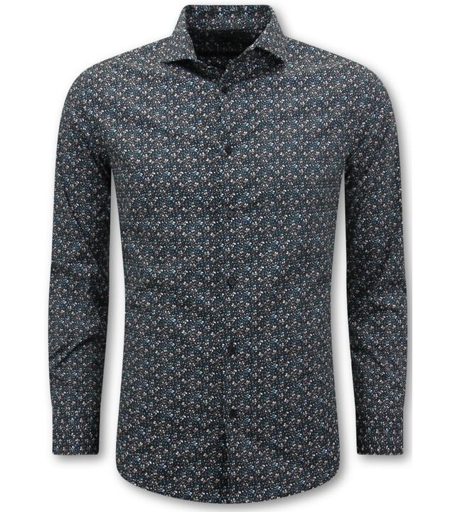 LF Bluse Herren Langarm - Hemd Herren Erwachsene - Schwarz