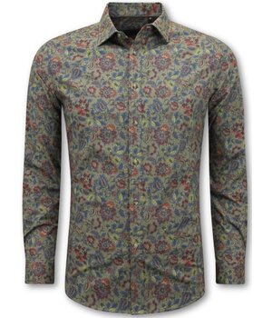 LF Hemden Herren Langarm - Bluse Herren Slim Fit - Grün