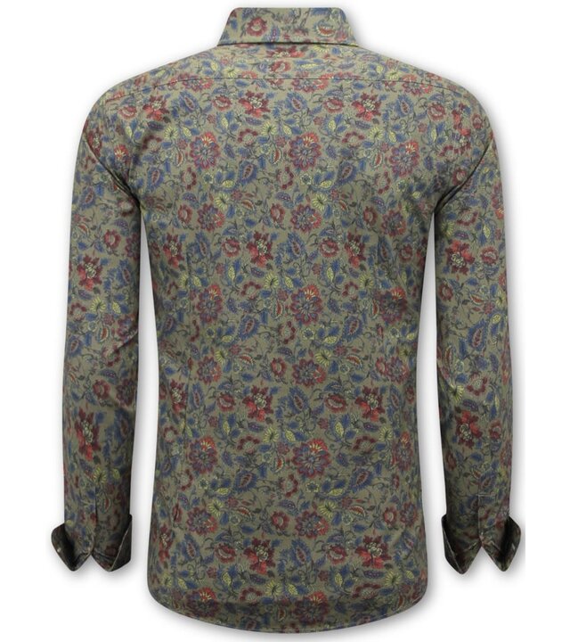 LF Hemden Herren Langarm - Bluse Herren Slim Fit - Grün
