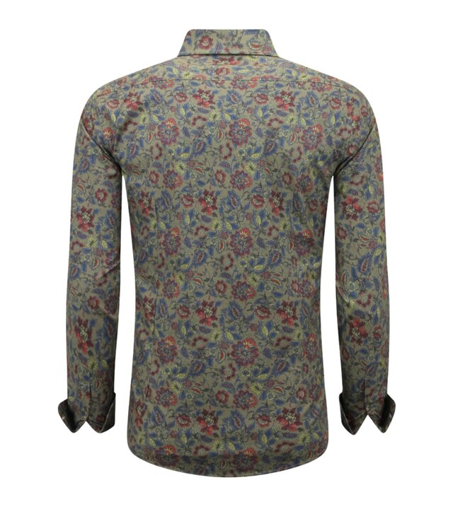 LF Hemden Herren Langarm - Bluse Herren Slim Fit - Grün