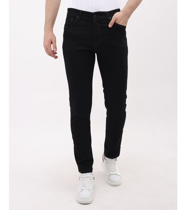 Mario Morato Jeans Herren – Neat Stretch Denim Hosen Herren – Regular Fit – MM-R-04 – Schwarz