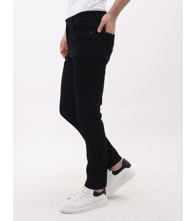 Mario Morato Jeans Herren – Neat Stretch Denim Hosen Herren – Regular Fit – MM-R-04 – Schwarz