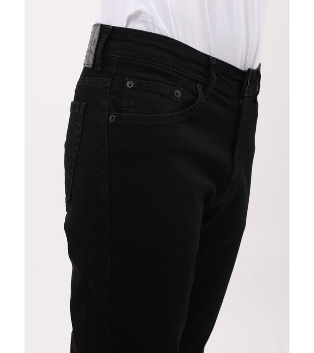 Mario Morato Ordentliche schwarze Herrenjeans – Regular Fit Stretch – MM-R-01 – Schwarz