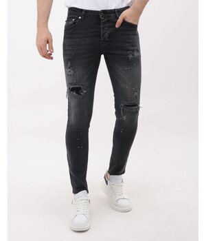 Mario Morato Herrenjeans Slim Fit Jeans mit Farbspritzern – MM-S-114 – Grau