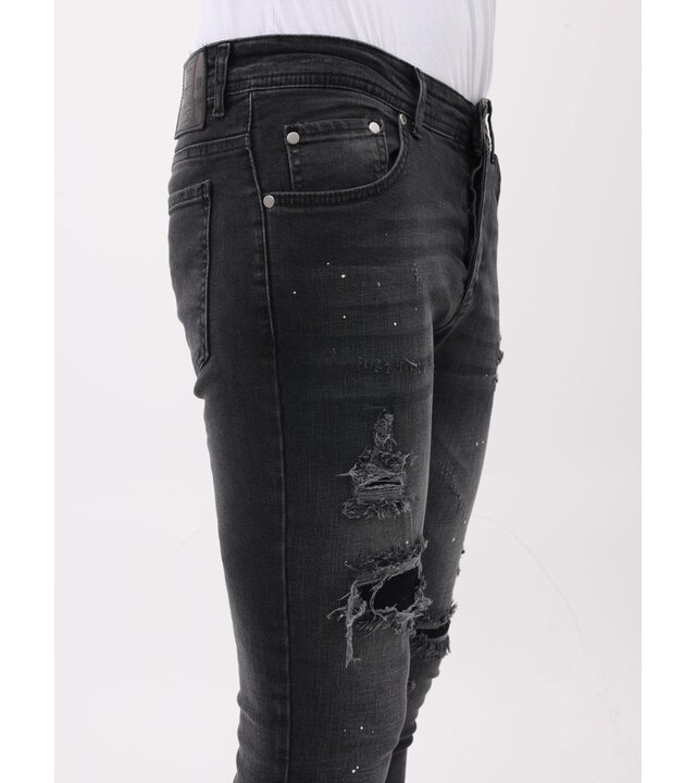 Mario Morato Herrenjeans Slim Fit Jeans mit Farbspritzern – MM-S-114 – Grau