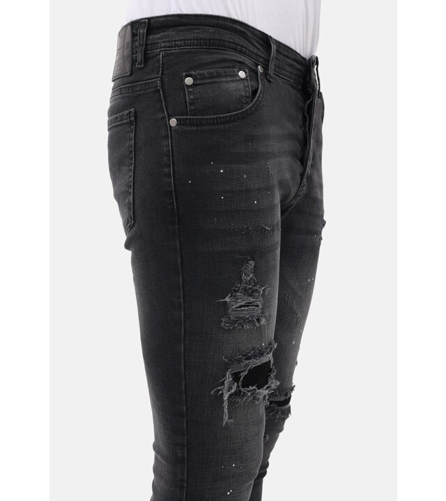 Mario Morato Herrenjeans Slim Fit Jeans mit Farbspritzern – MM-S-114 – Grau