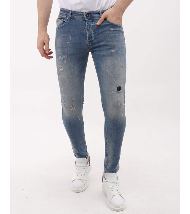 Mario Morato Sim Fit Stretch Jeans Herren mit Rissen – MM-S-104 – Blau