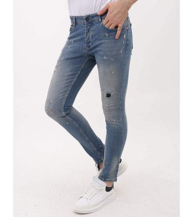 Mario Morato Sim Fit Stretch Jeans Herren mit Rissen – MM-S-104 – Blau