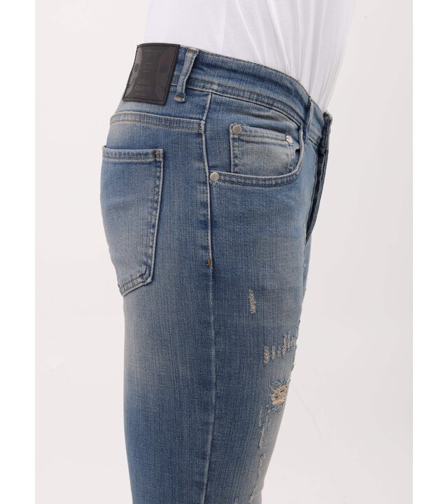 Mario Morato Sim Fit Stretch Jeans Herren mit Rissen – MM-S-104 – Blau