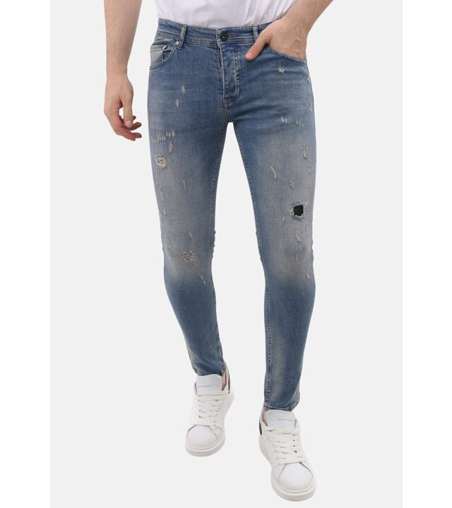 Mario Morato Sim Fit Stretch Jeans Herren mit Rissen – MM-S-104 – Blau