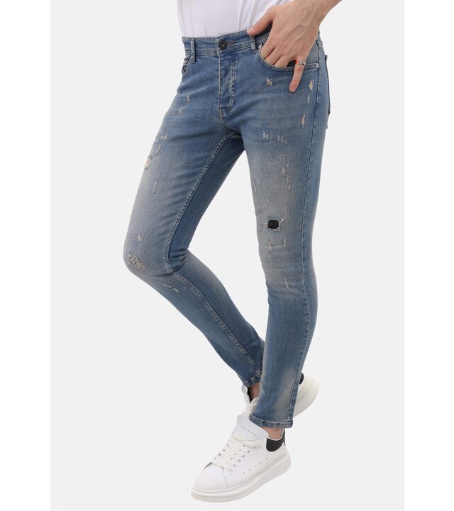 Mario Morato Sim Fit Stretch Jeans Herren mit Rissen – MM-S-104 – Blau