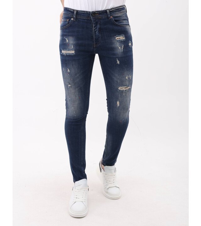 Mario Morato Herrenjeans Slim Fit mit Farbspritzern – MM-S-105 – Blau