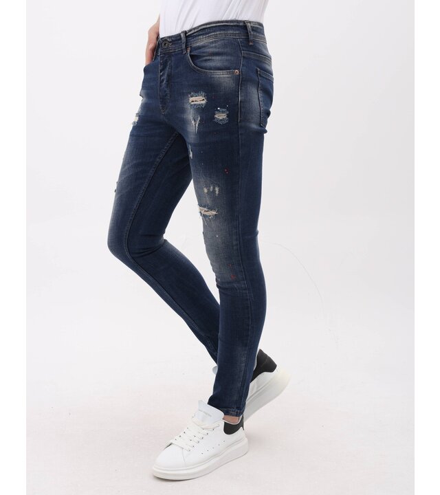 Mario Morato Herrenjeans Slim Fit mit Farbspritzern – MM-S-105 – Blau