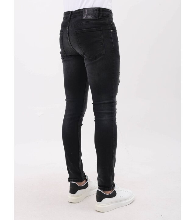 Mario Morato Jeans mit Rissen, Slim Fit für Herren – MM-S-109 – Schwarz