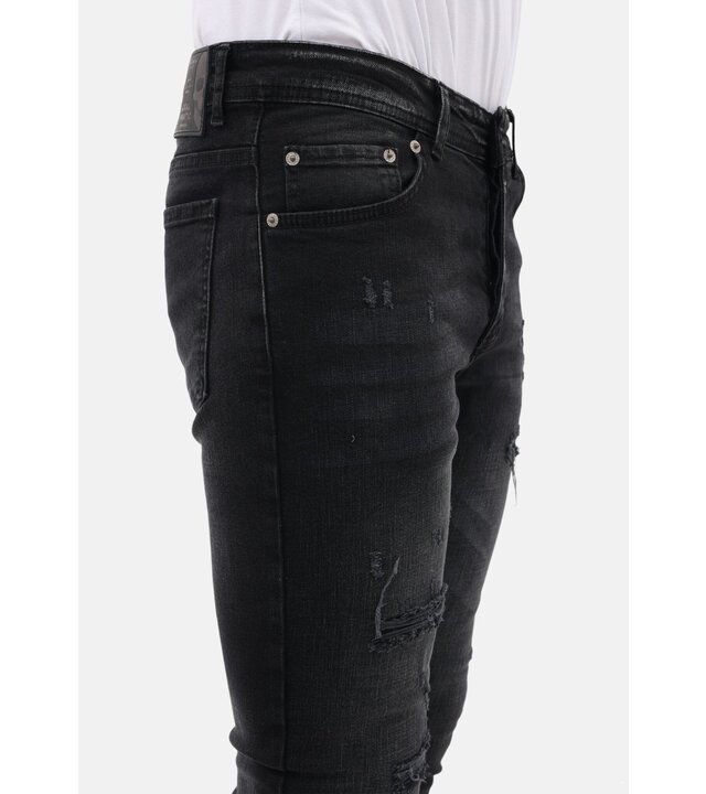 Mario Morato Jeans mit Rissen, Slim Fit für Herren – MM-S-109 – Schwarz