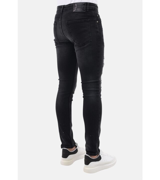 Mario Morato Jeans mit Rissen, Slim Fit für Herren – MM-S-109 – Schwarz